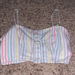 Light multicolored stripe crop top